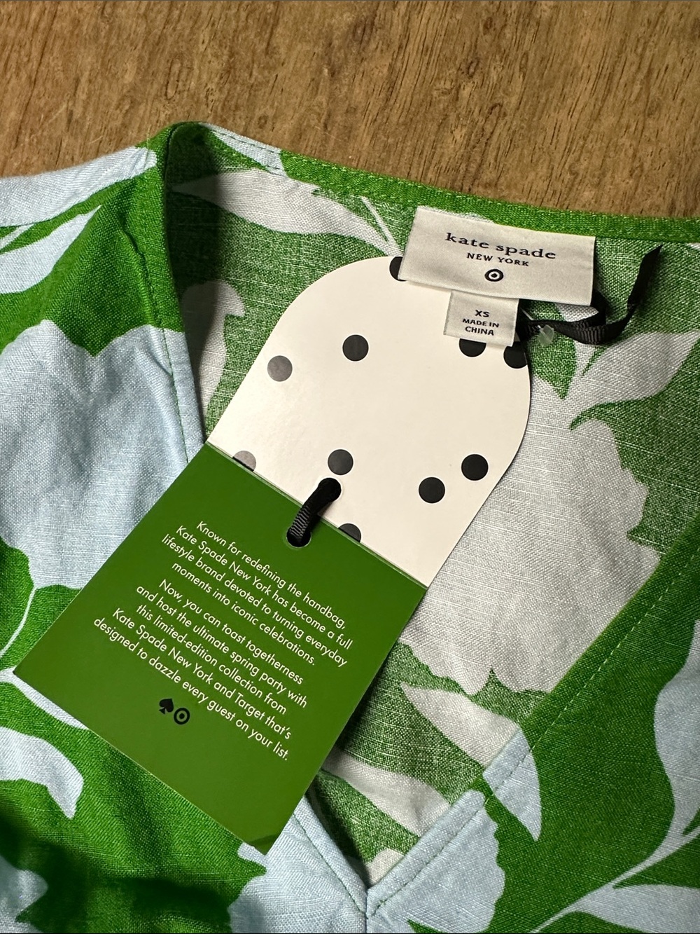 Kate spade X target nwt linen maxi blue green double tie front long sleeve dress - Picture 4 of 9